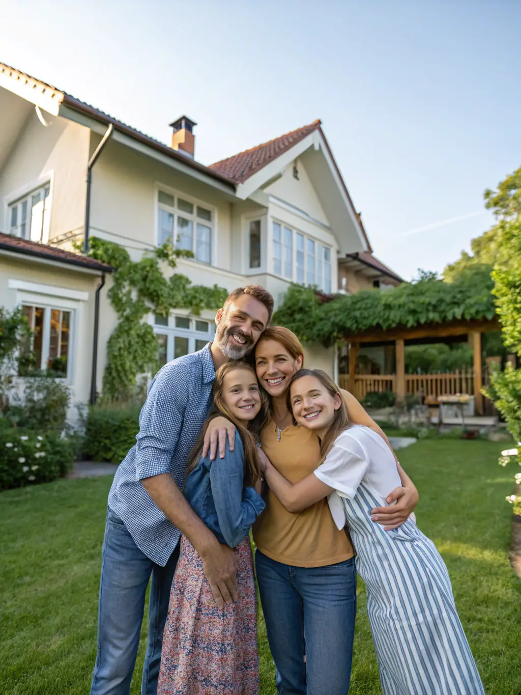 A professional portrait of a young family smiling, representing the security provided by term life insurance.