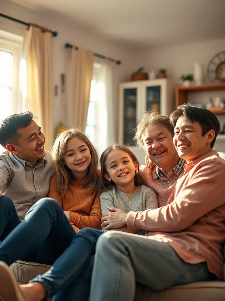 A heartwarming image of a family smiling and embracing, representing the love and security that life insurance provides.
