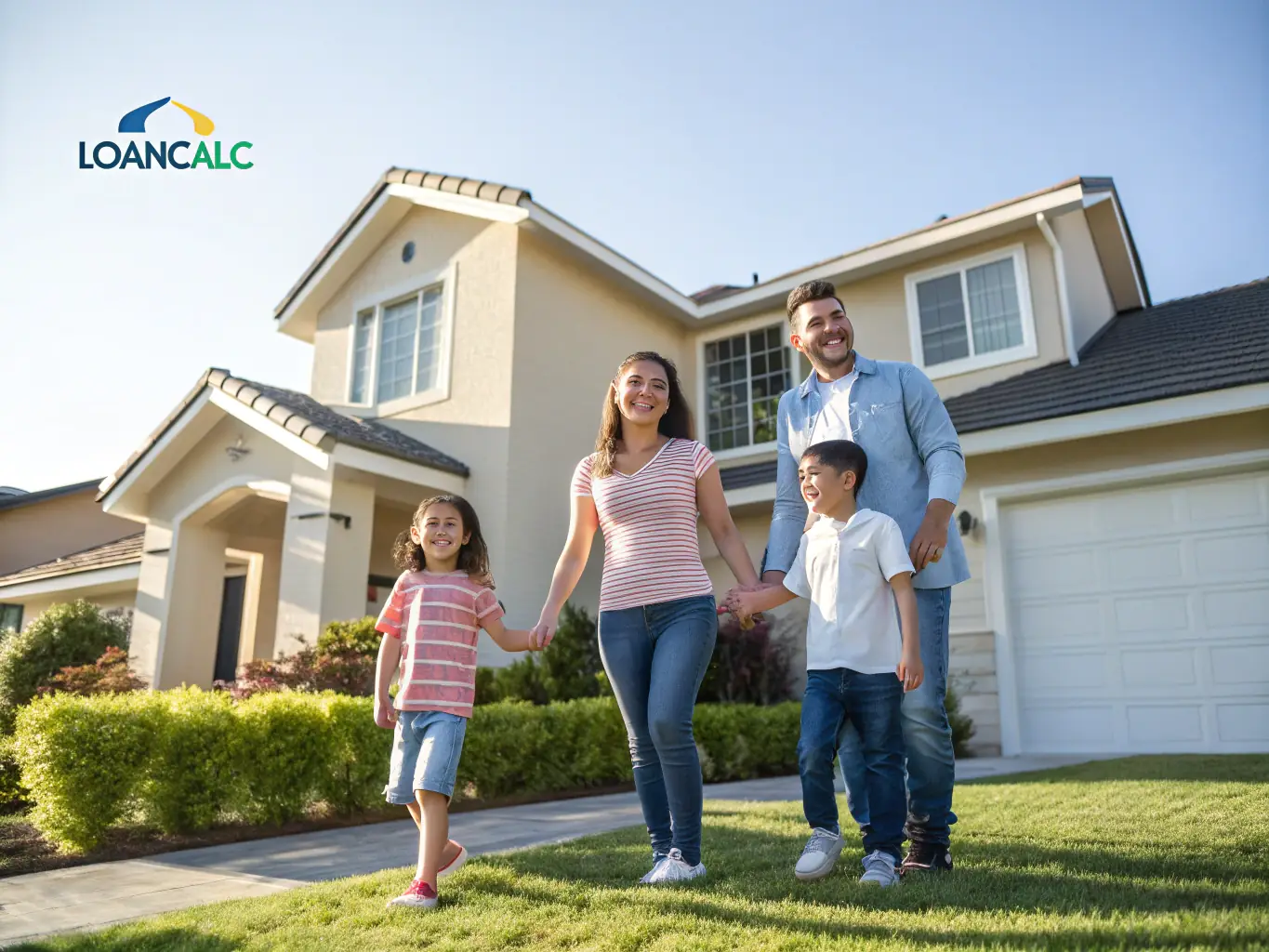 A family standing confidently in front of their home, representing the security and protection offered by personal liability coverage.